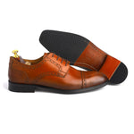 Load image into Gallery viewer, mens tan leather toe-cap brogue derby dress shoe, office & casual party wear - Feetique Footwea