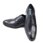 Load image into Gallery viewer, mens black leather toe wing brogue oxford dress shoe, office & formal party wear - Feetique Footwea