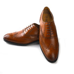 Load image into Gallery viewer, mens tan leather toe wing brogue oxford dress shoe, office & formal party wear - Feetique Footwea