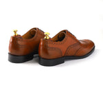 Load image into Gallery viewer, mens tan leather toe wing brogue oxford dress shoe, office & formal party wear - Feetique Footwea