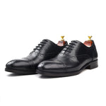 Load image into Gallery viewer, mens black leather brogue oxford dress shoe, office & formal party wear - Feetique Footwea