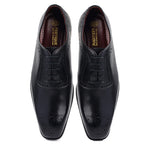 Load image into Gallery viewer, Men crust leather semi brogue oxford shoes black, office & casual party wear - Feetique Footwea