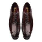 Load image into Gallery viewer, Men crust leather semi brogue oxford shoes maroon, office & casual party wear - Feetique Footwea