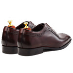 Load image into Gallery viewer, Men crust leather semi brogue oxford shoes maroon, office & casual party wear - Feetique Footwea