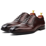 Load image into Gallery viewer, Men crust leather semi brogue oxford shoes maroon, office & casual party wear - Feetique Footwea