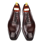 Load image into Gallery viewer, Men crust leather semi brogue oxford shoes maroon, office & casual party wear - Feetique Footwea