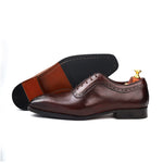 Load image into Gallery viewer, Men crust leather semi brogue oxford shoes maroon, office & casual party wear - Feetique Footwea