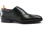 Load image into Gallery viewer, Men crust leather semi brogue oxford shoes green, office & casual party wear - Feetique Footwea