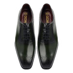 Load image into Gallery viewer, Men crust leather semi brogue oxford shoes green, office & casual party wear - Feetique Footwea