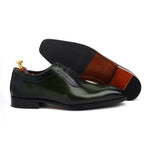 Load image into Gallery viewer, Men crust leather semi brogue oxford shoes green, office & casual party wear - Feetique Footwea