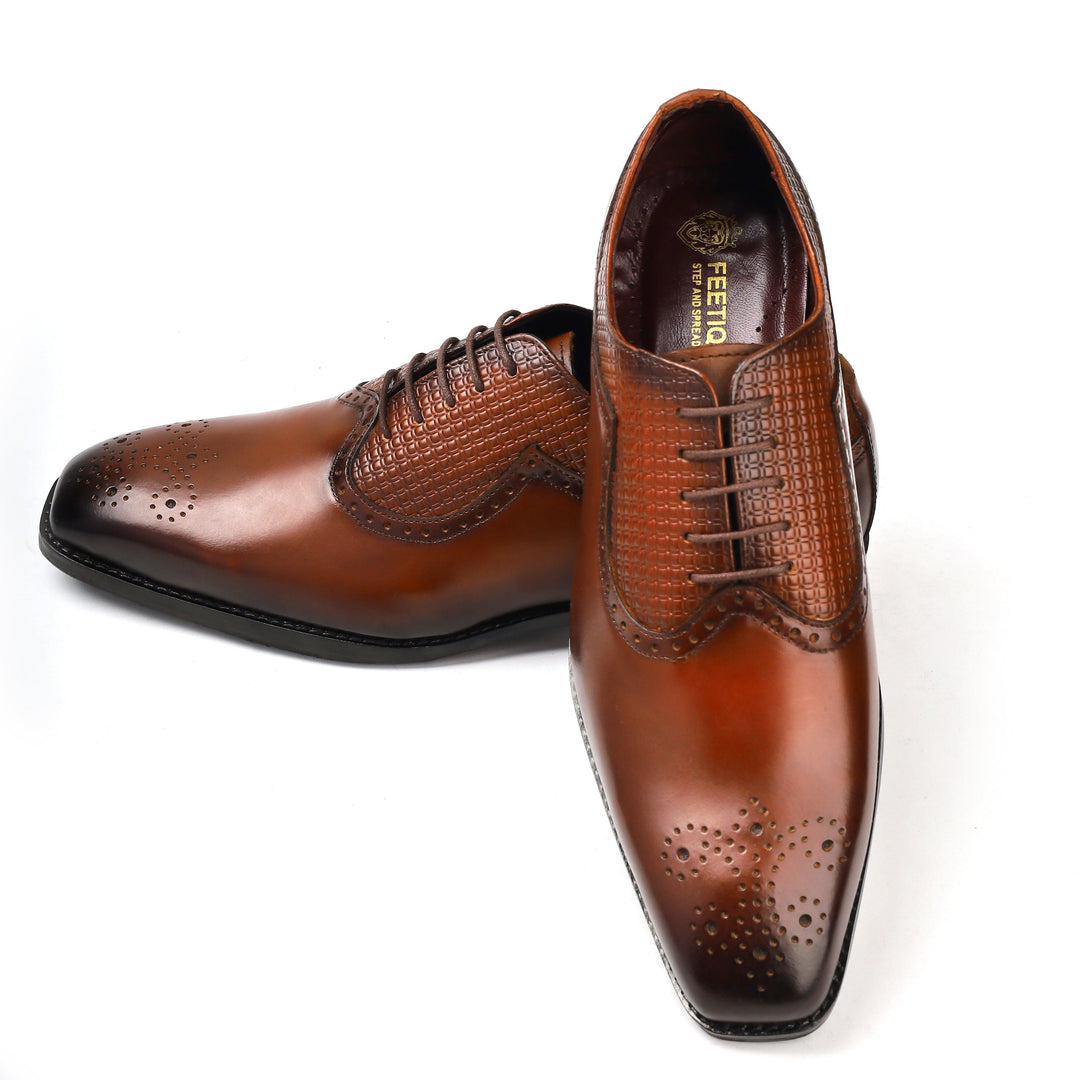 Crust Leather Men's Tan Dress Oxford Shoes ,Business & Casual Wear Leather shoes Feetique Footwea