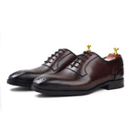 Load image into Gallery viewer, Men maroon crust leather formal dress shoes, business and casual party wear maroon leather men shoe Feetique Footwea