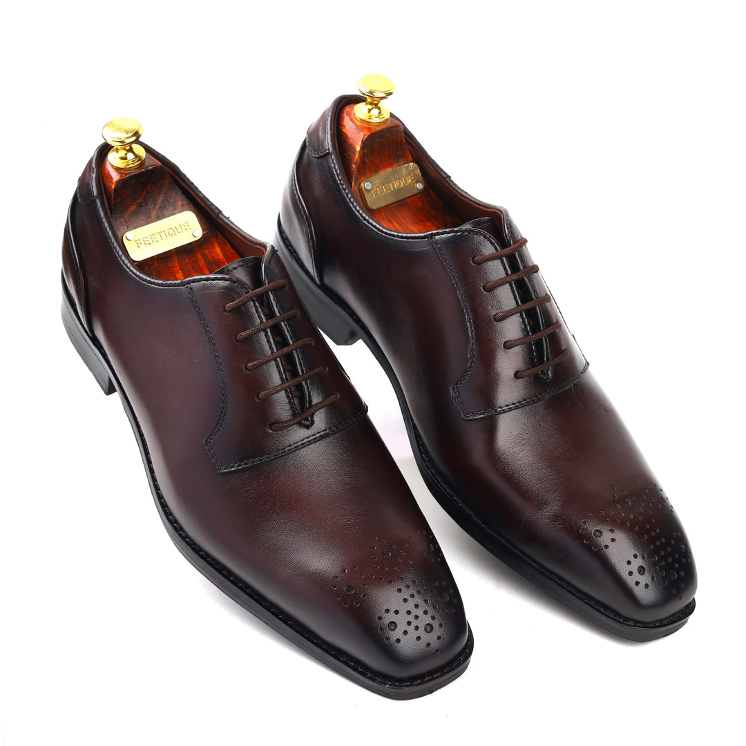 Men maroon crust leather formal dress shoes, business and casual party wear maroon leather men shoe Feetique Footwea