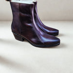 Load image into Gallery viewer, Feetique Handmade Leather Wine Color Boot With Cuban Heel And Handmade Sheet Sole