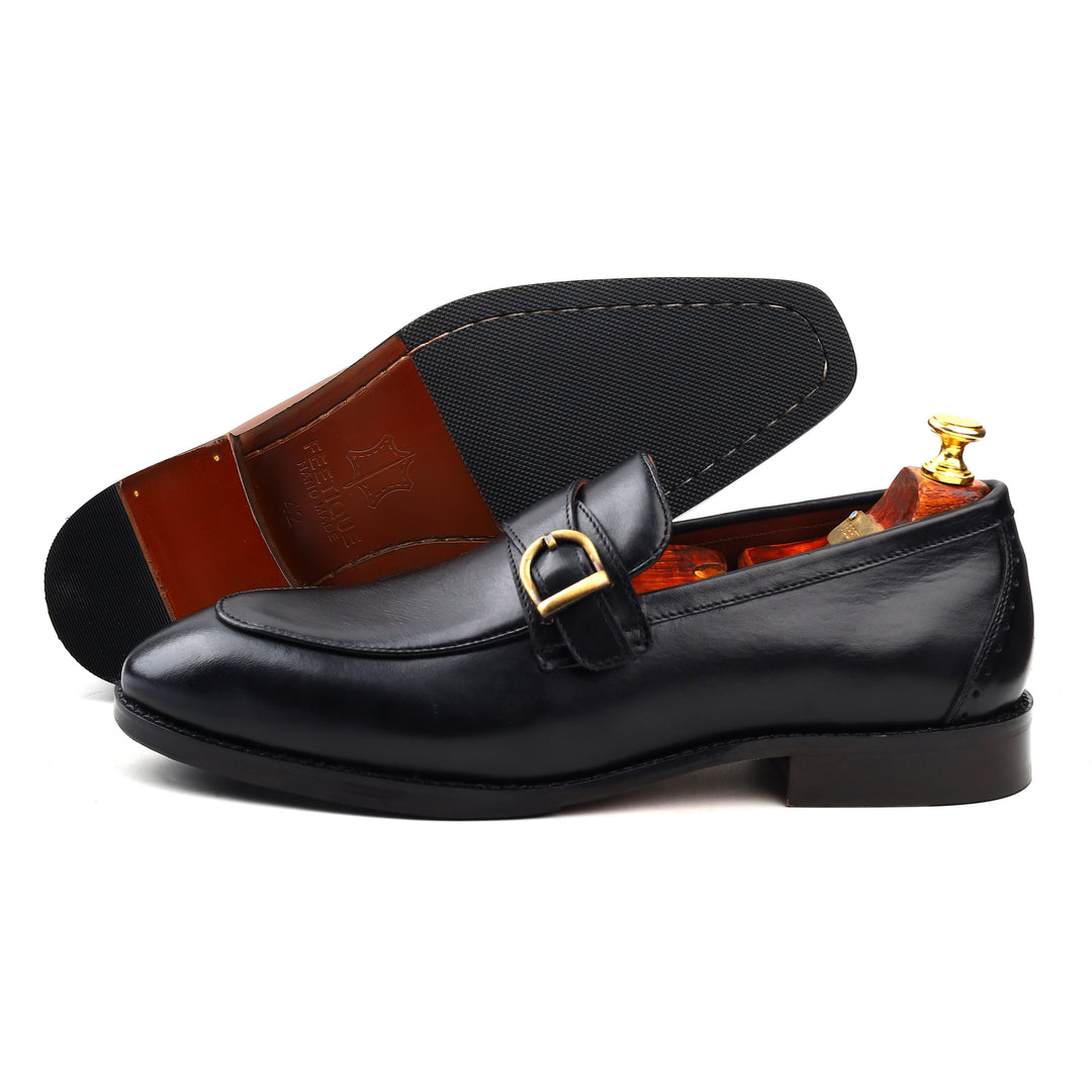 Mens crust leather formal loafer shoe, business & casual party wear shoe
