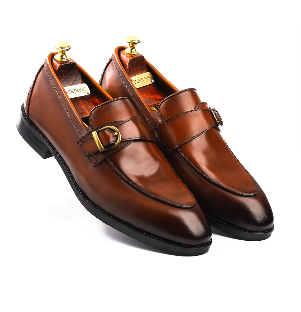 Mens crust leather formal loafer shoe, business & casual party wear shoe