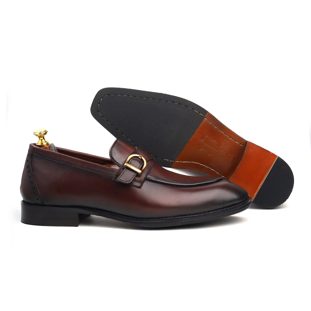 Mens crust leather formal loafer shoe, business & casual party wear shoe