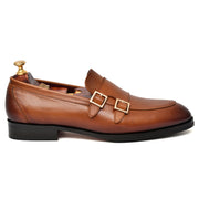 Mens tan crust leather formal loafer shoe, business & casual party wear - Feetique Footwea