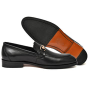 Men's black crust leather formal loafer shoe, business & casual party wear - Feetique Footwea