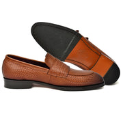 Mens Tan crust leather formal loafer shoe, business & casual party wear - Feetique Footwea