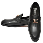 Load image into Gallery viewer, Men&#39;s black crust leather formal loafer shoe, business &amp; casual party wear - Feetique Footwea
