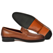 Men's tan crust leather formal loafer shoe, business & casual party wear - Feetique Footwea