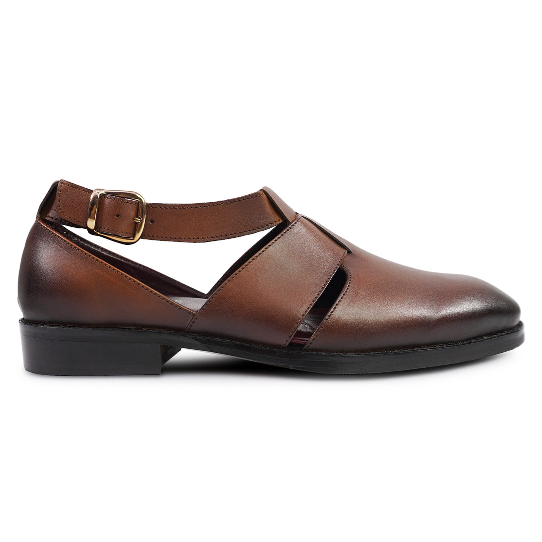 Genuine Leather Peshawari Sandals Cross Strap For Men