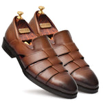 Load image into Gallery viewer, Genuine Leather Peshawari Sandals Cross Strap For Men - Feetique Footwea
