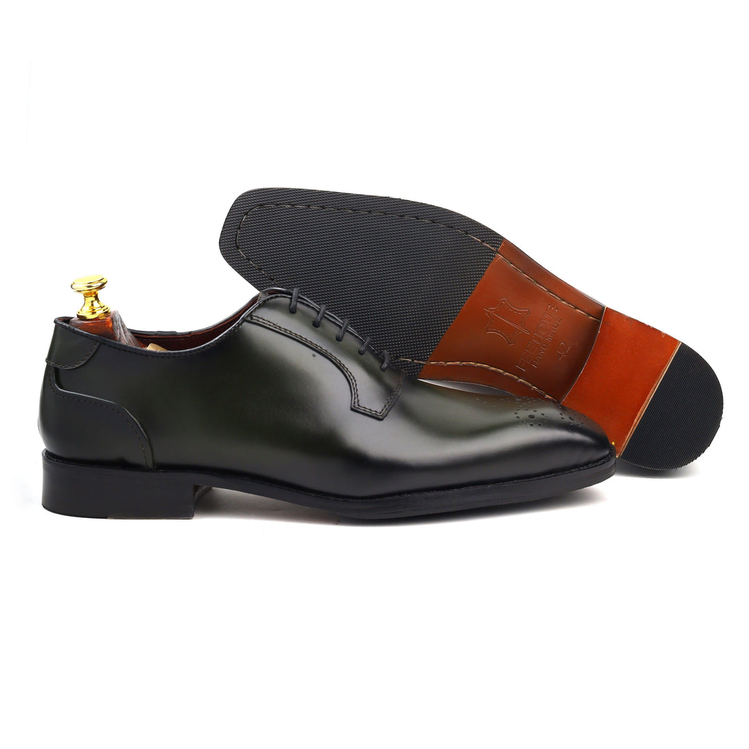 Men green crust leather formal dress shoes, business and casual party wear men green Leather shoe Feetique Footwea 