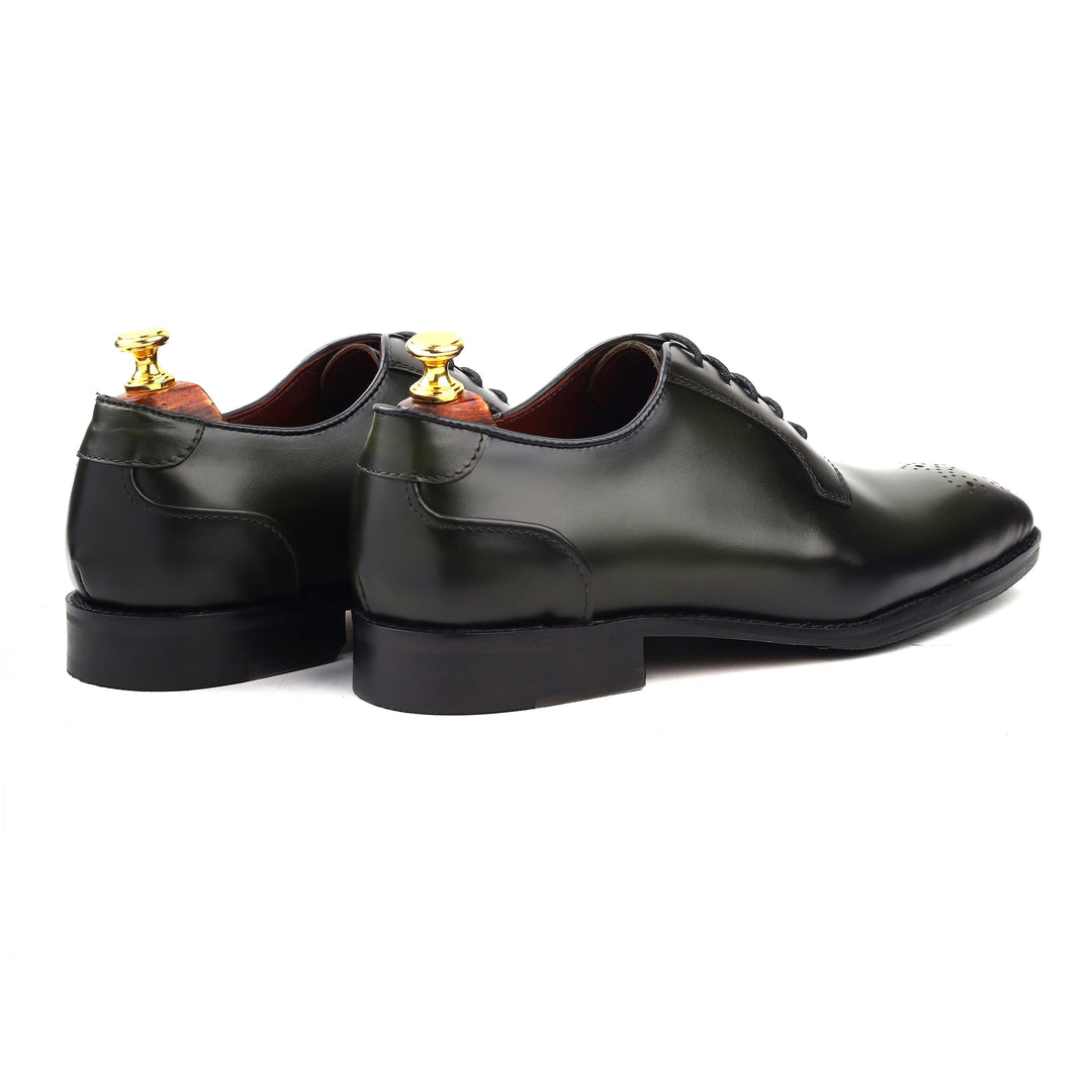 Men green crust leather formal dress shoes, business and casual party wear men green Leather shoe Feetique Footwea 