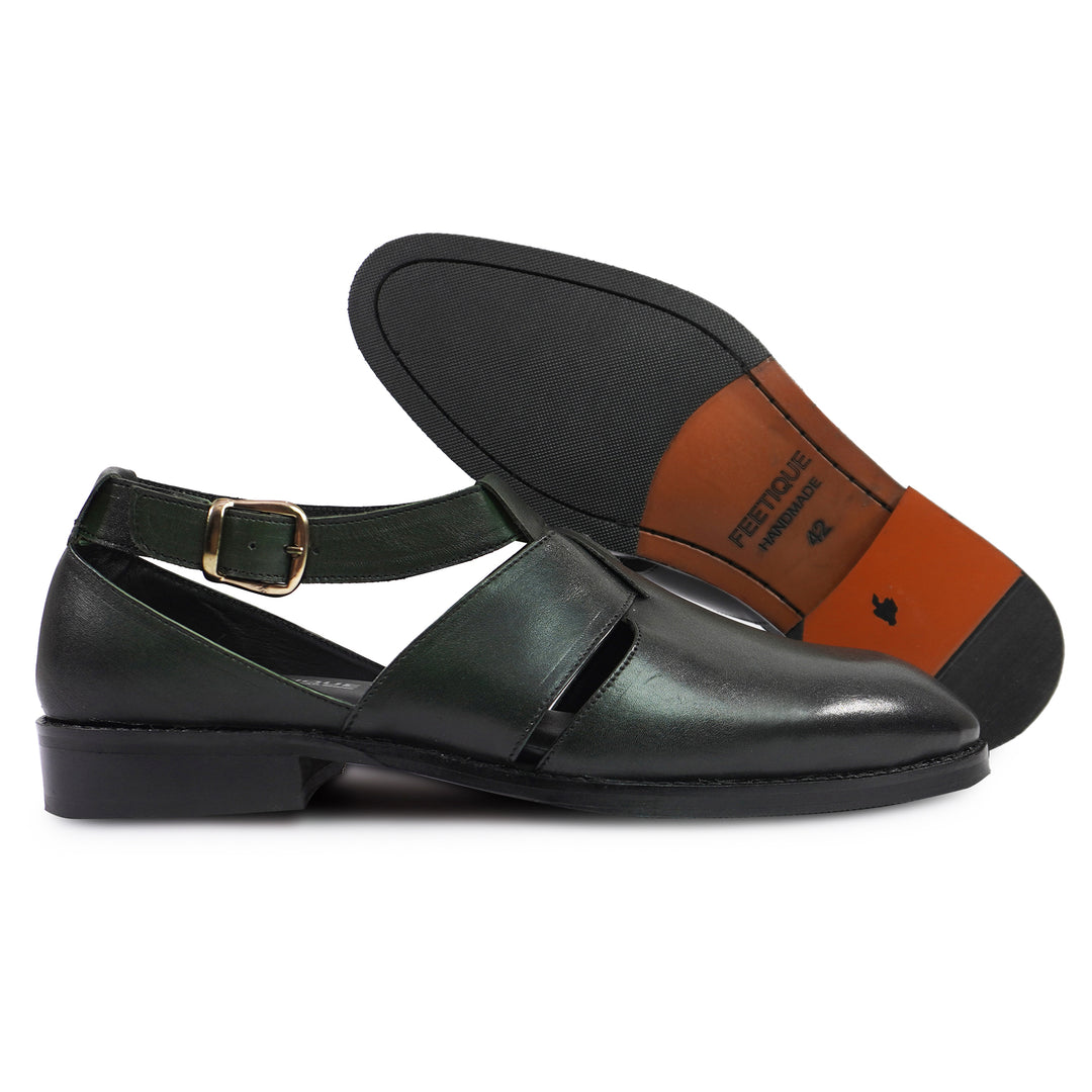 Genuine Leather Peshawari Sandals Cross Strap For Men