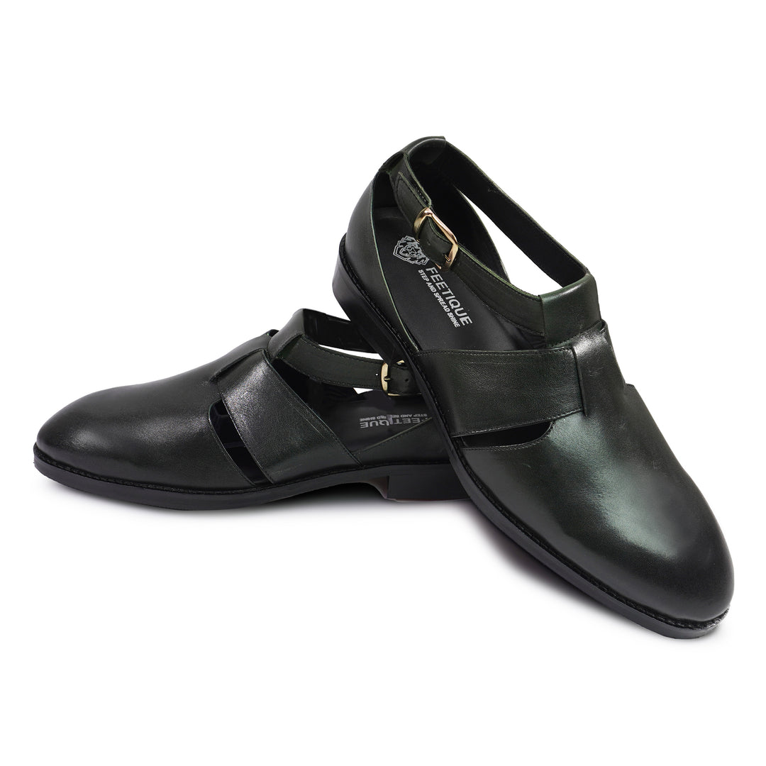 Genuine Leather Peshawari Sandals Cross Strap For Men