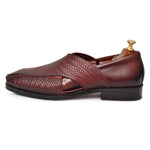 Load image into Gallery viewer, Men&#39;s Genuine Leather Unique Design wine Color Peshawari Sandals Shoes - Feetique Footwea
