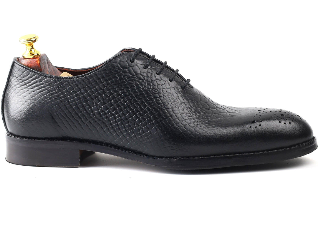 mens black whole cut crust leather formal shoes business & casual party wear Leather shoes Feetique Footwea 