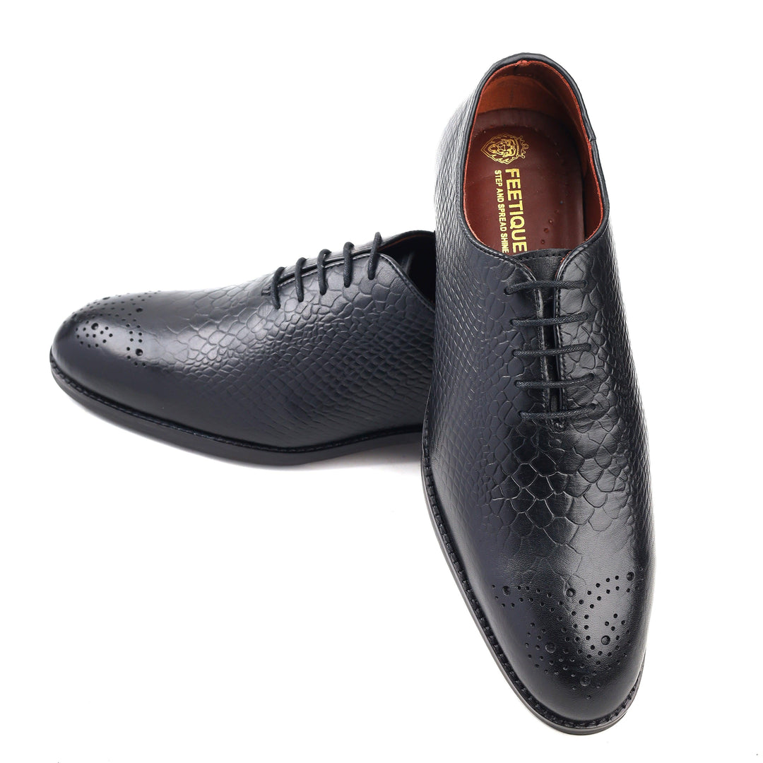 mens black whole cut crust leather formal shoes business & casual party wear Leather shoes Feetique Footwea 