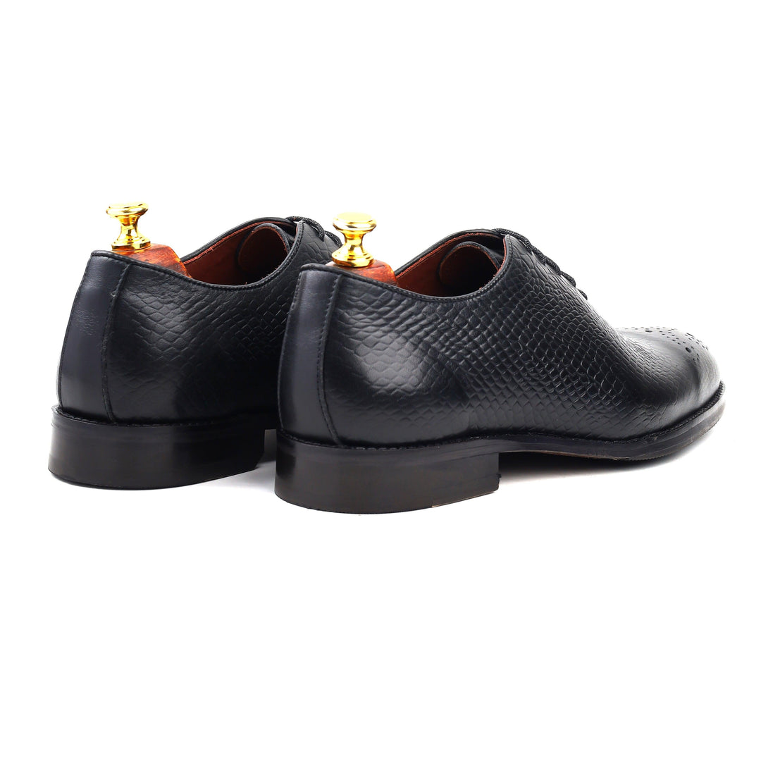 mens black whole cut crust leather formal shoes business & casual party wear Leather shoes Feetique Footwea 