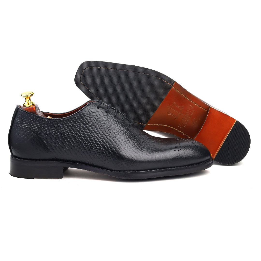 mens black whole cut crust leather formal shoes business & casual party wear Leather shoes Feetique Footwea 