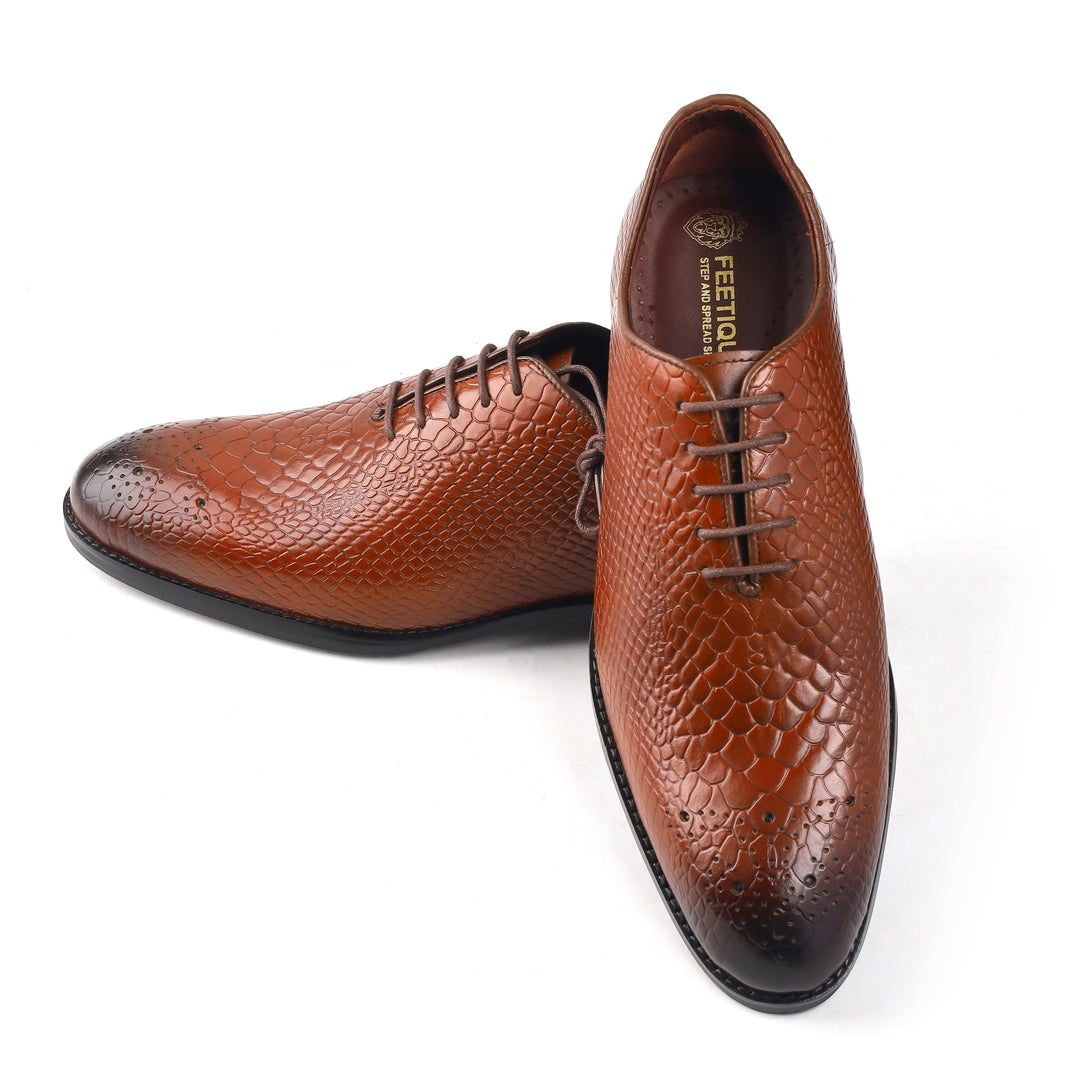Men’s Tan Whole cut, Crust Leather Formal shoes, Business & Casual Wear - Feetique Footwea