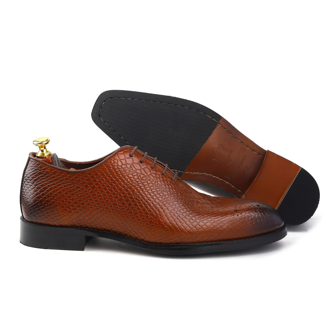 Men’s Tan Whole cut, Crust Leather Formal shoes, Business & Casual Wear - Feetique Footwea
