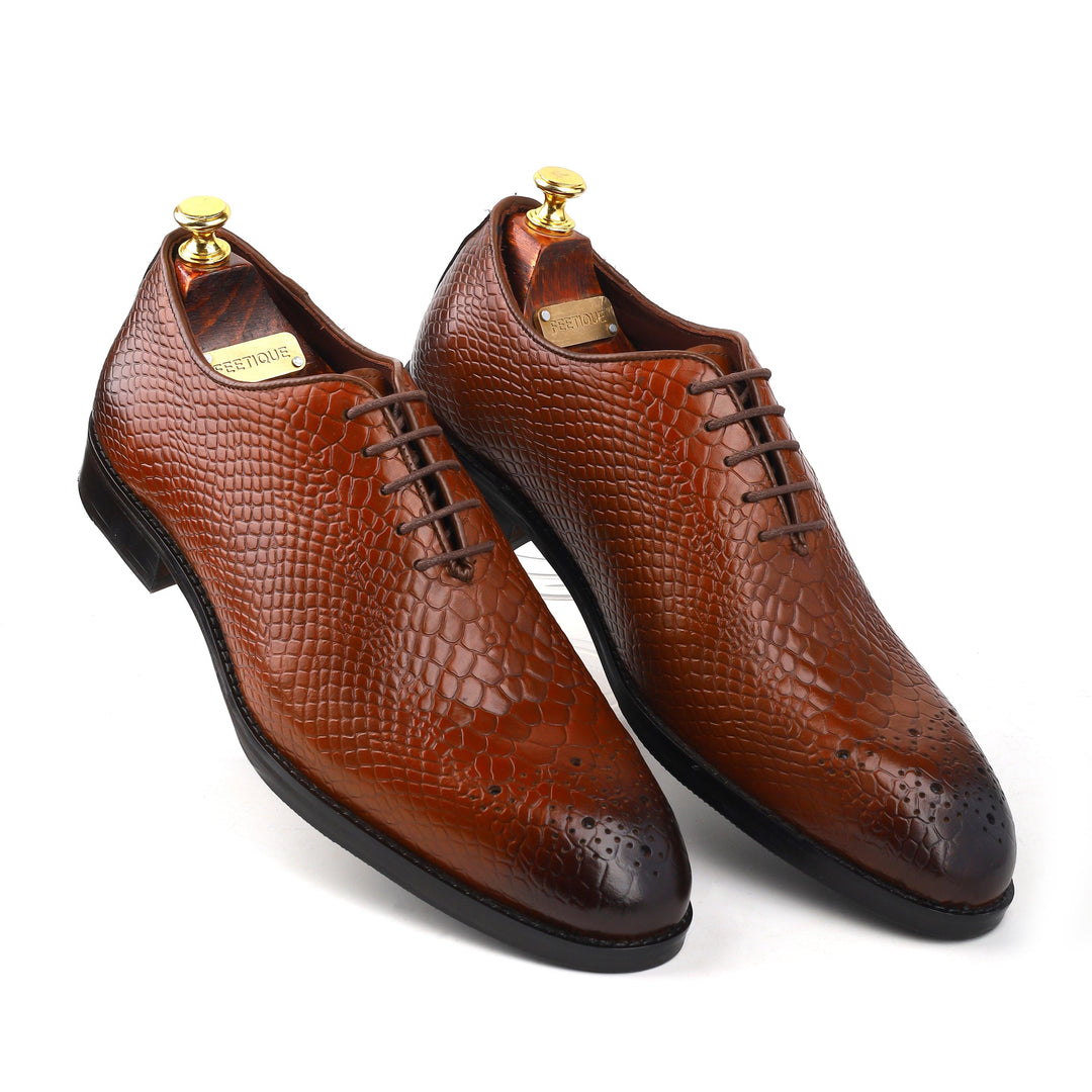 Men’s Tan Whole cut, Crust Leather Formal shoes, Business & Casual Wear - Feetique Footwea