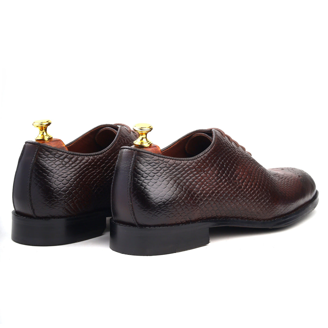 Men’s Wine Whole cut, Crust Leather Formal shoes, Business & Casual Wear - Feetique Footwea