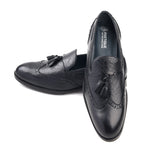 Load image into Gallery viewer, Men’s black Genuine Leather Formal Tassel Loafers Dress Shoes - Feetique Footwea
