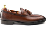 Load image into Gallery viewer, Men’s tan Genuine Leather Formal Tassel Loafers Dress Shoes - Feetique Footwea
