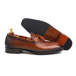 Load image into Gallery viewer, Men’s tan Genuine Leather Formal Tassel Loafers Dress Shoes - Feetique Footwea
