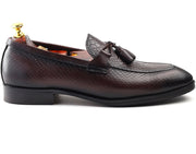 Men’s wine Genuine Leather Formal Tassel Loafers Dress Shoes - Feetique Footwea