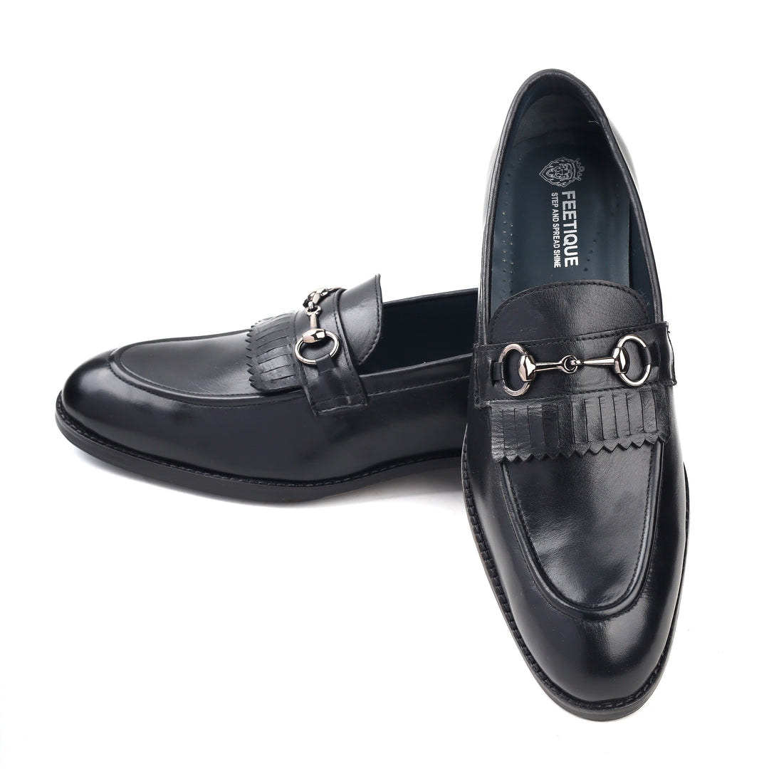 Men’s Black genuine leather formal loafer shoes, Business & Casual Wear - Feetique Footwea
