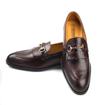 Load image into Gallery viewer, Men’s Brown genuine leather formal loafer shoes, Business &amp; Casual Wear - Feetique Footwea
