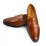 Load image into Gallery viewer, Men’s Tan genuine leather formal loafer shoes, Business &amp; Casual Wear - Feetique Footwea
