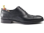 Load image into Gallery viewer, mens black leather toe wing brogue oxford dress shoe, office &amp; formal party wear - Feetique Footwea
