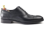 mens black leather toe wing brogue oxford dress shoe, office & formal party wear - Feetique Footwea
